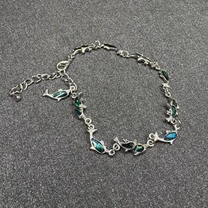Blue dolphin silver anklet